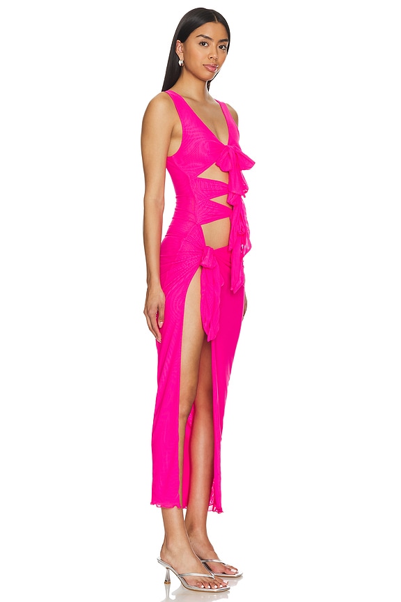 Superdown Nelly Sheer Maxi Dress In Hot Pink