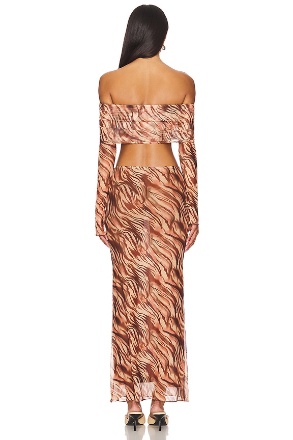 Superdown Viv Skirt Set In Brown Animal