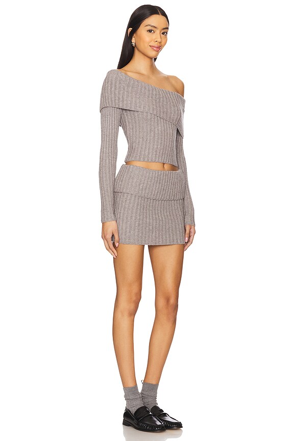 Superdown Ava Skirt Set In Heather Gray