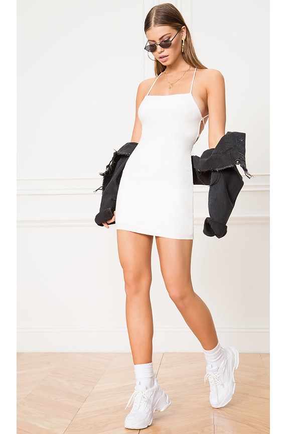 Image 1 of Keke Ribbed Strappy Dress in Ivory