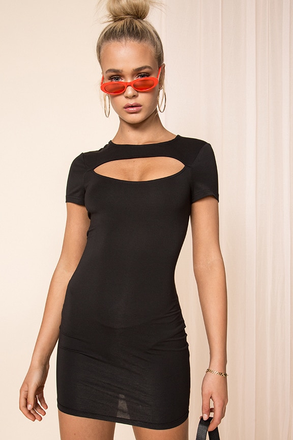 Image 1 of Kristal Cut Out Dress in Black