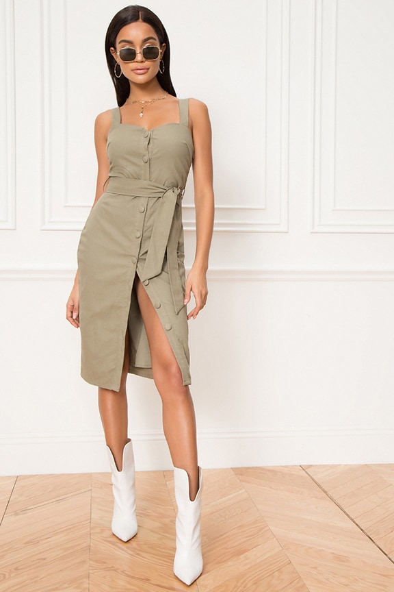 Image 1 of Hailey Button Front Dress in Olive