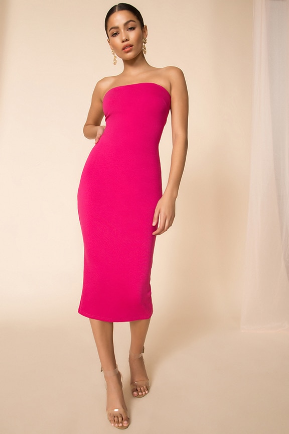 Shop Superdown Lilian Strapless Dress In Hot Pink