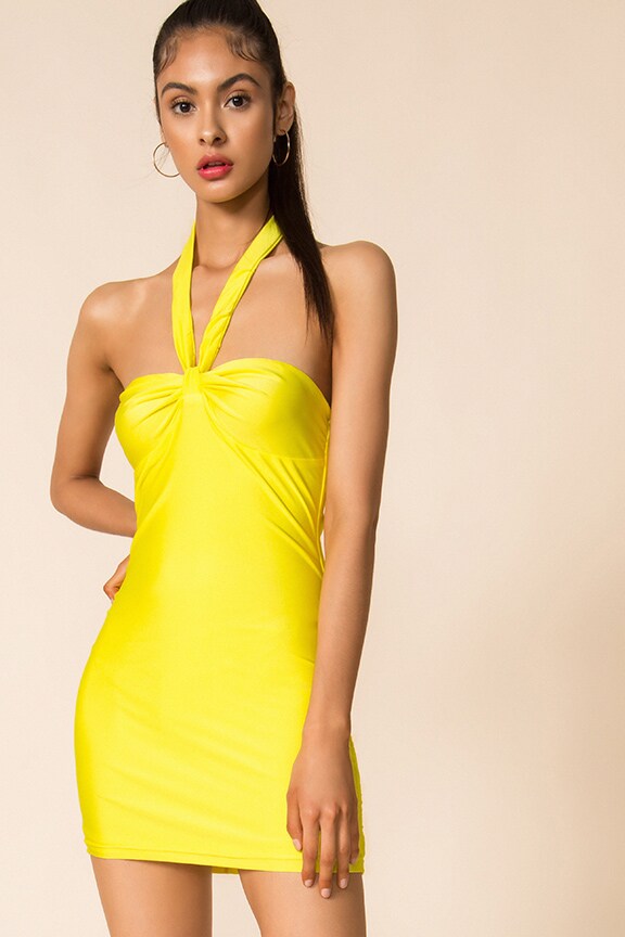 Image 1 of Torie Halter Dress in Yellow
