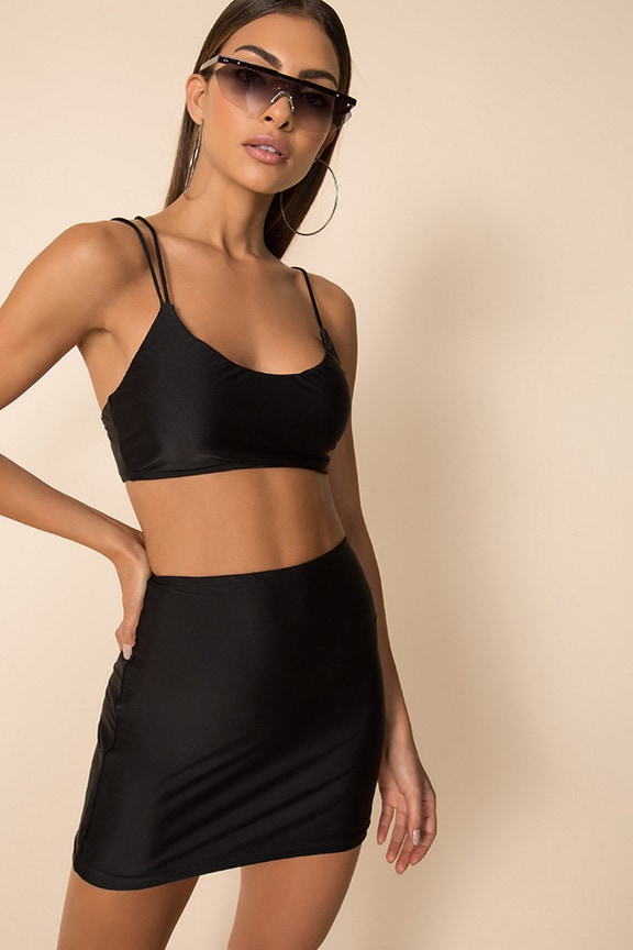 Image 1 of Janelle Asymmetrical Skirt Set in Black