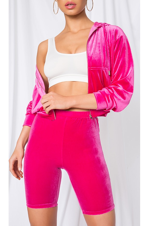 Image 1 of Alamae Velour Shorts in Hot Pink