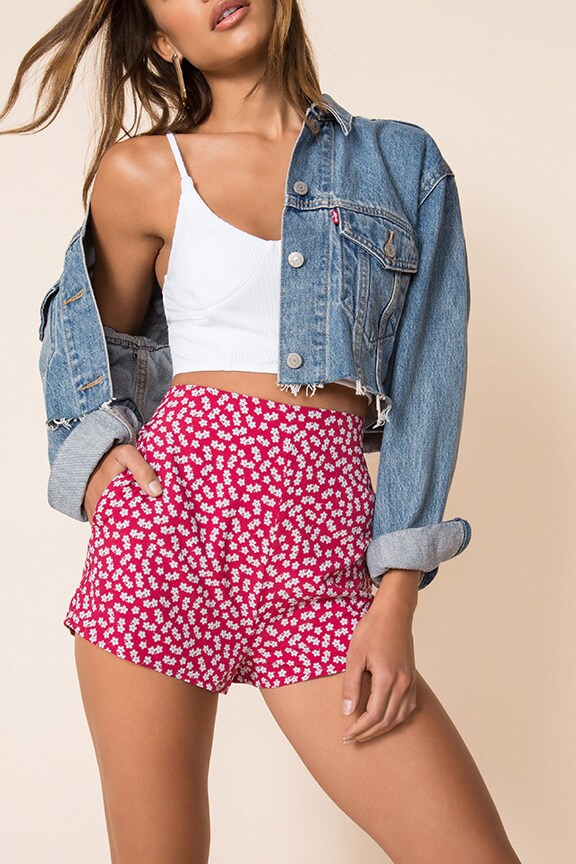 Image 1 of Debbie High Waisted Short in Red Floral