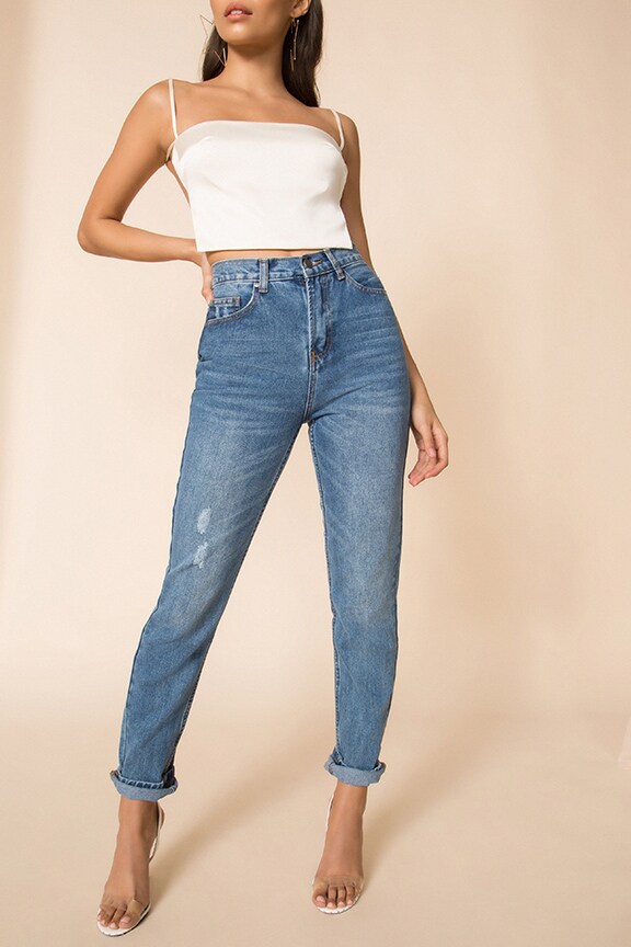 Image 1 of Ashley High Rise Jeans in Mid Blue Wash