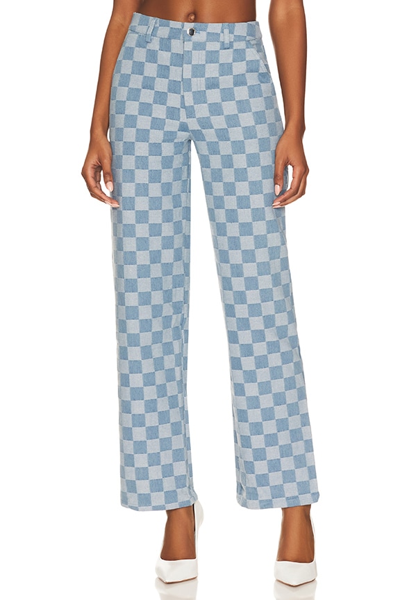 Image 1 of Jules Checkered Jean in Blue