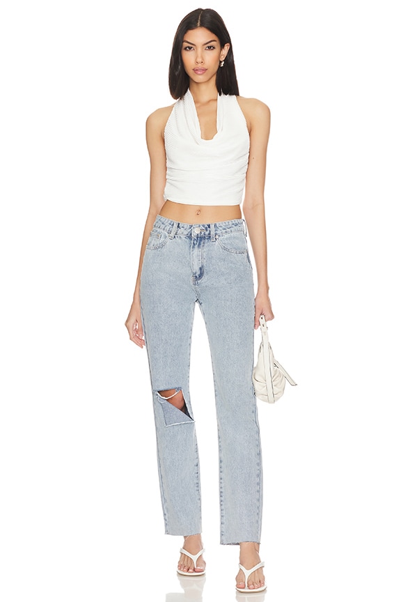 Superdown Dylan Distressed Denim Jean In Light Blue Wash