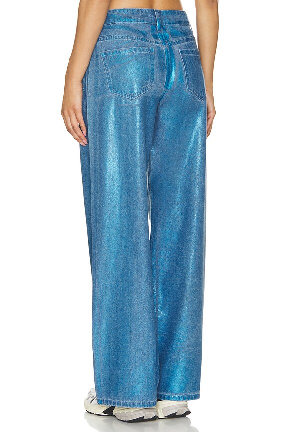 Shop Superdown Kiara Metallic Jean In Blue Metallic