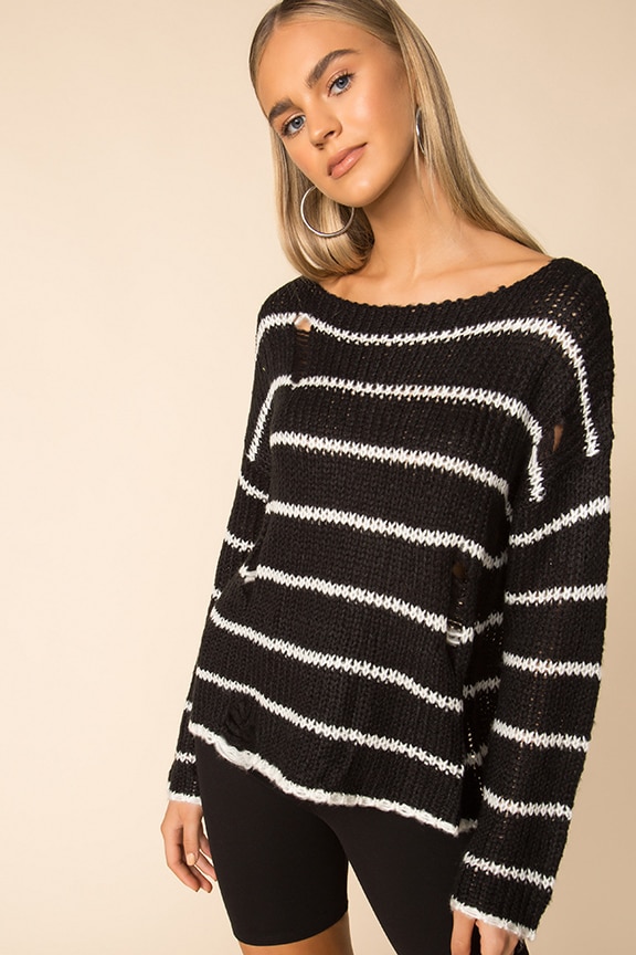Image 1 of Eden Striped Sweater in Black Multi