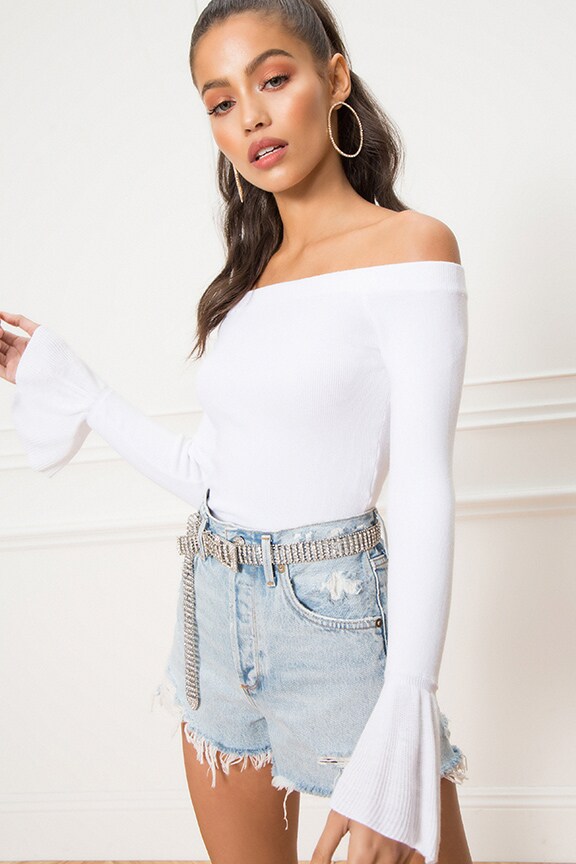 Image 1 of Reeta Off Shoulder Sweater in Ivory