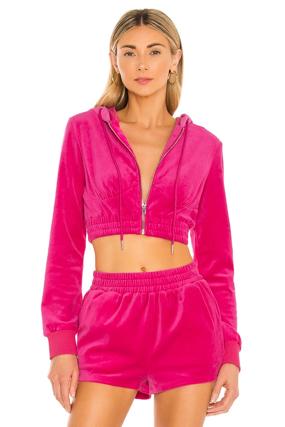 Image 1 of Paris Velour Jacket in Hot Pink