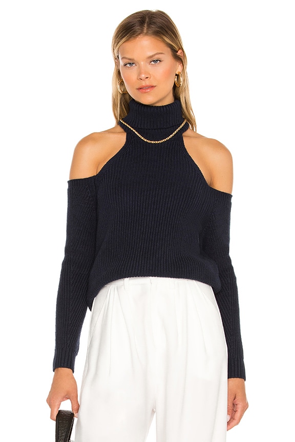 Image 1 of Ruby Cold Shoulder Sweater in Navy