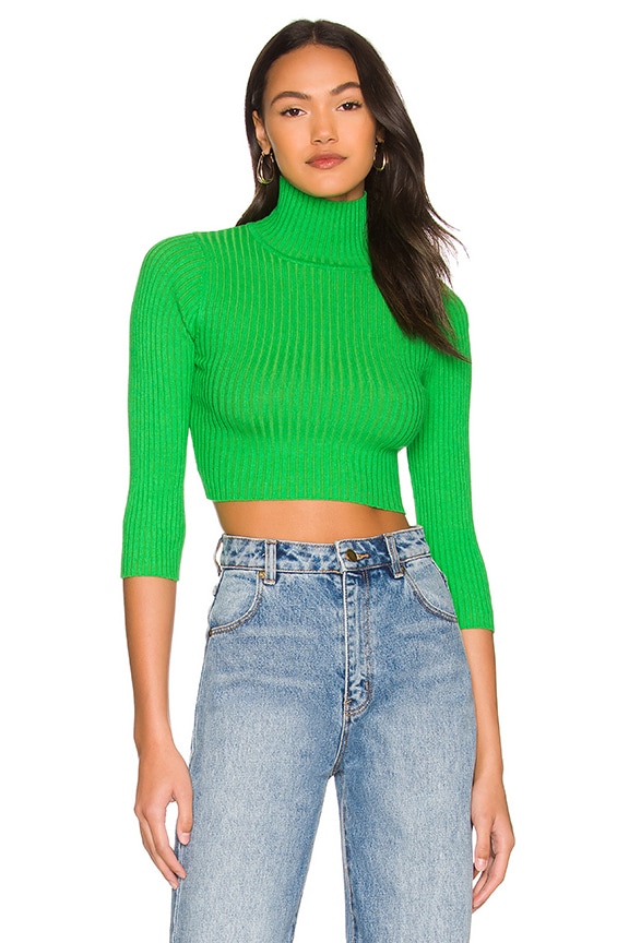 Shop Superdown Milenka Crop Sweater In Green