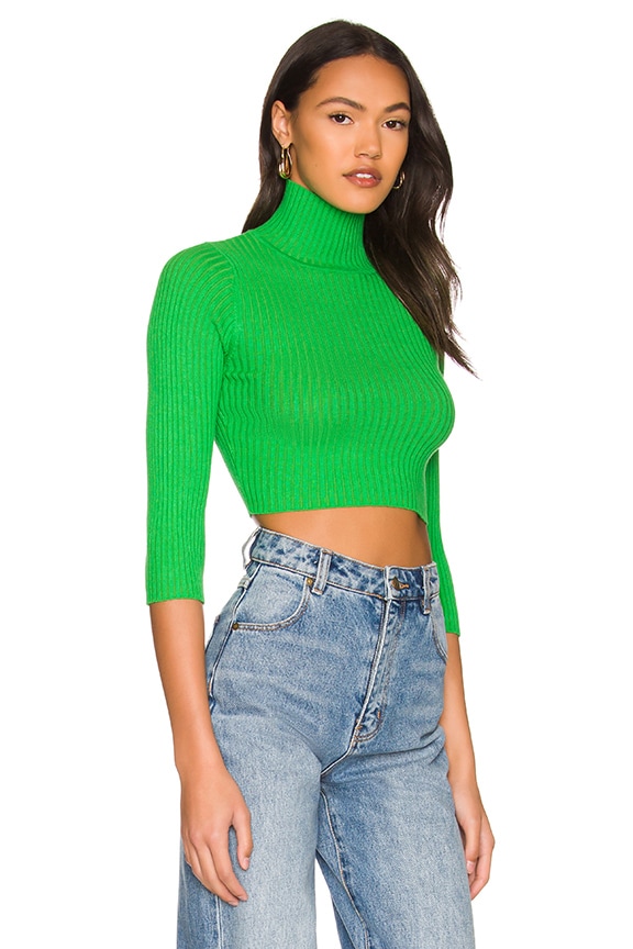 Shop Superdown Milenka Crop Sweater In Green