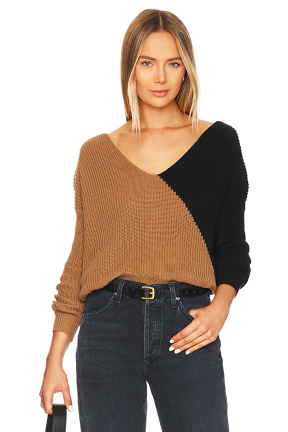 Image 1 of Trish Knot Sweater in Brown & Black
