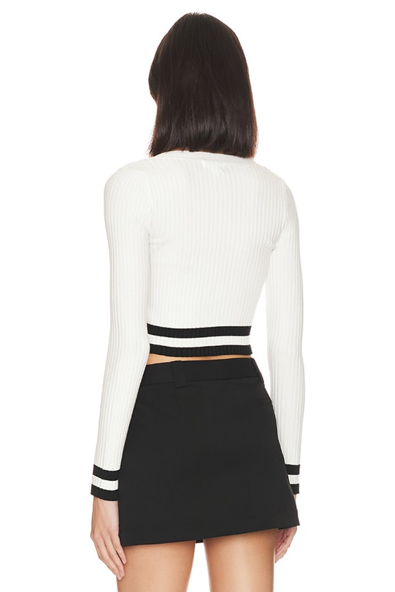 Shop Superdown Nichole Cropped Sweater In White & Black