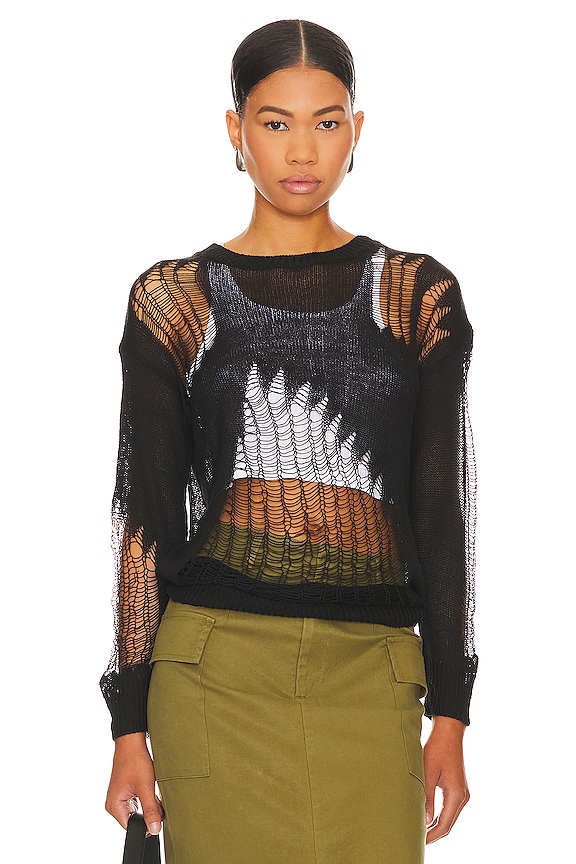 Image 1 of Ember Distressed Sweater in Black