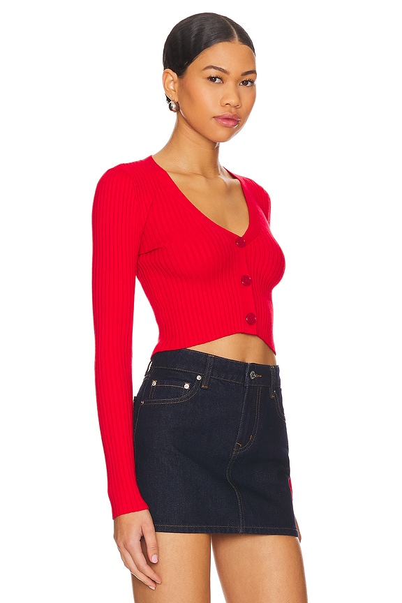 Superdown Nichole Cropped Sweater In Red