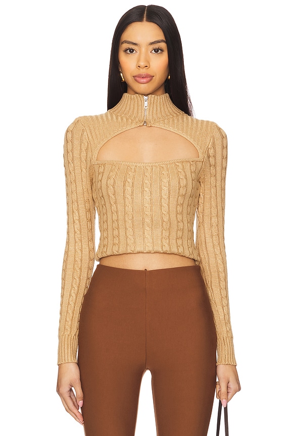 Image 1 of Tanya Cut Out Sweater in Camel