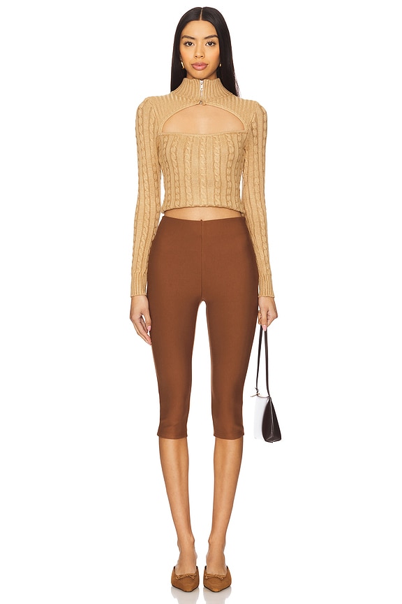 Superdown Tanya Cut Out Sweater In Camel