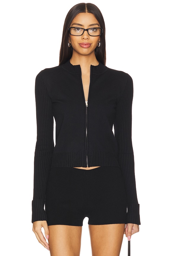 Image 1 of Carlinne Zip Up Sweater in Black