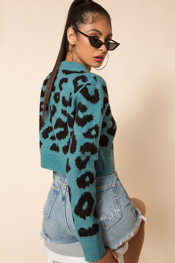 Cropped leopard sweater best sale