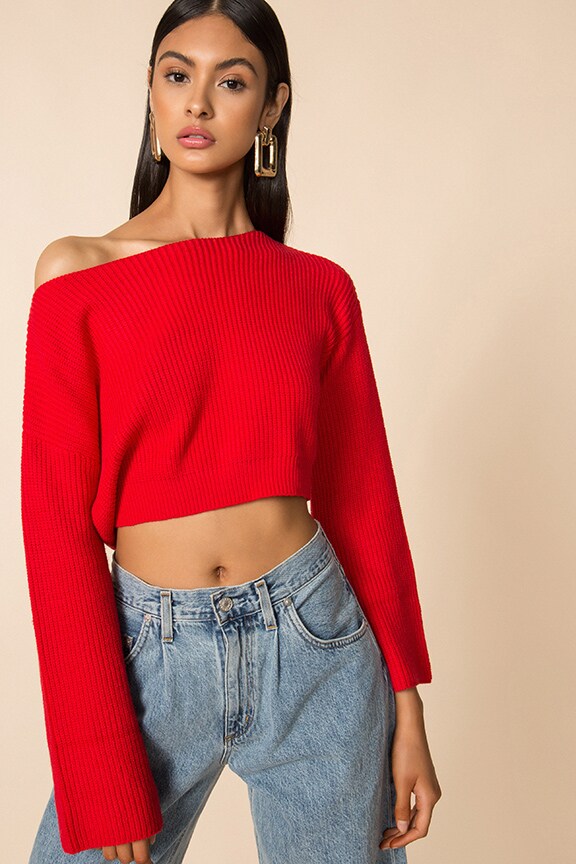 Image 1 of Geraldine Ribbed Sweater in Red