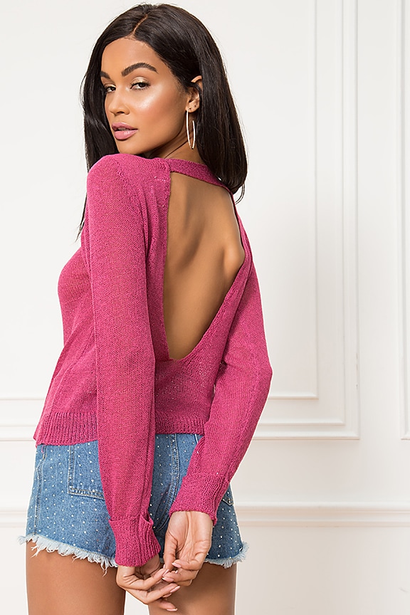 Image 1 of Spencer Open Back Sweater in Pink