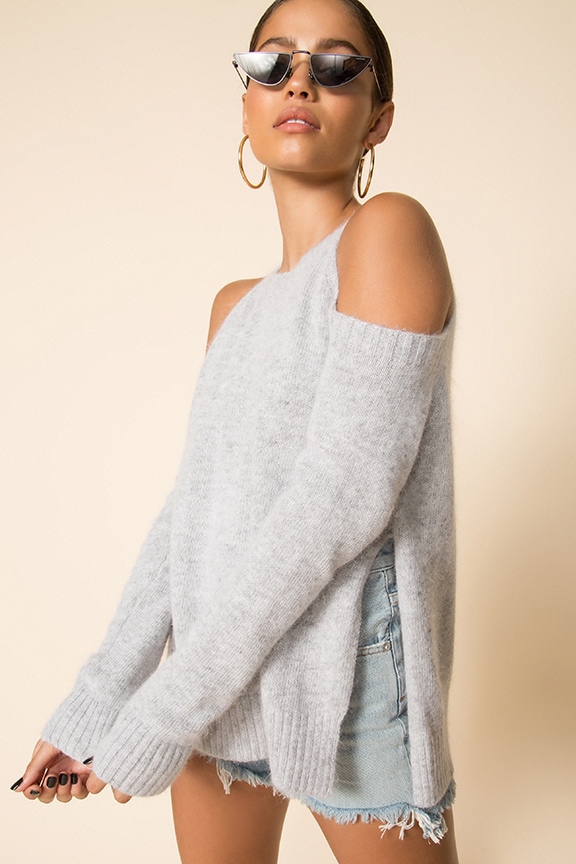 Image 1 of Aldis Cold Shoulder Sweater in Grey