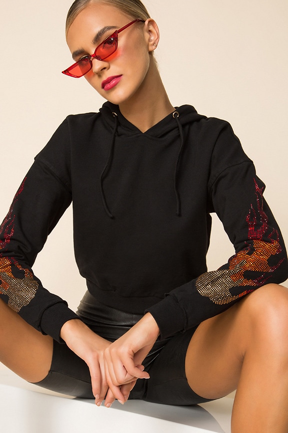 Image 1 of Brittany Cropped Hoodie in Black