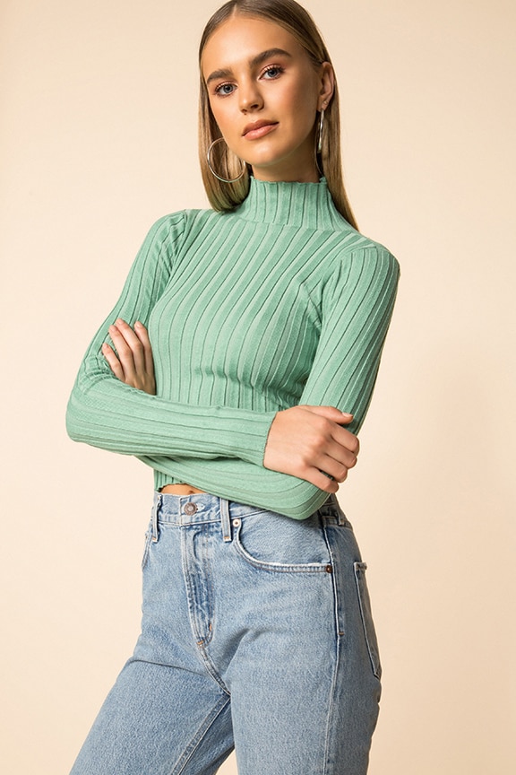 Image 1 of Deonna Mock Neck Sweater in Sage