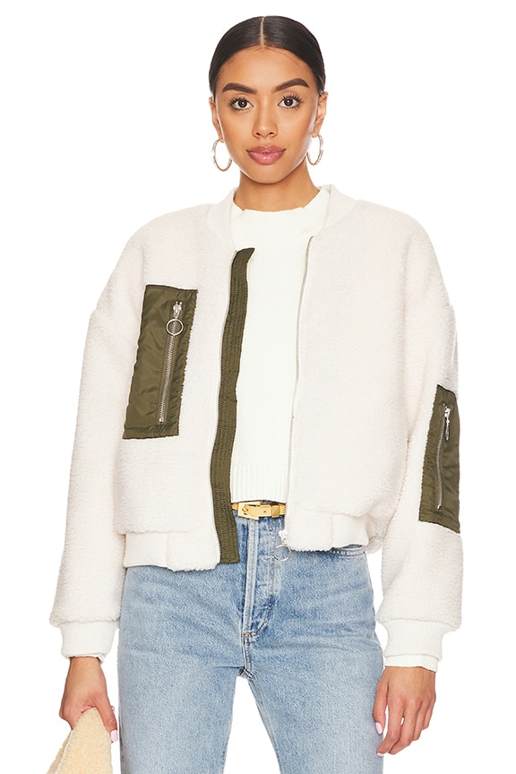 Image 1 of Reyna Crop Jacket in Cream & Olive