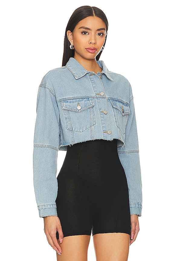 Shop Superdown Kathy Cut Off Jacket In Blue Denim