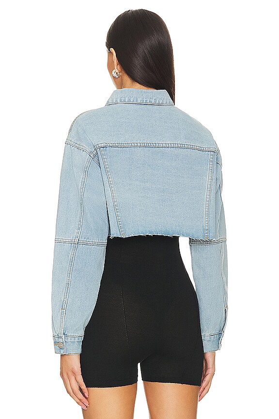 Superdown Kathy Cut Off Jacket In Blue Denim
