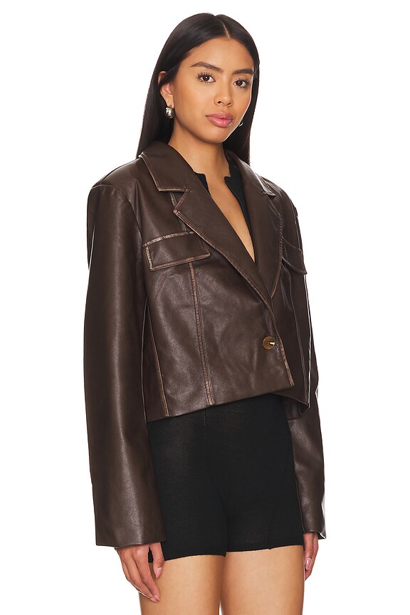 Superdown Blakely Faux Leather Jacket In Brown