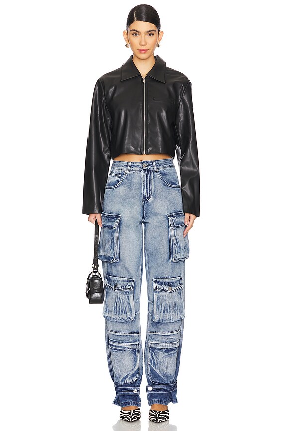 Superdown X Emily Gemma Gabriella Faux Leather Jacket In Black