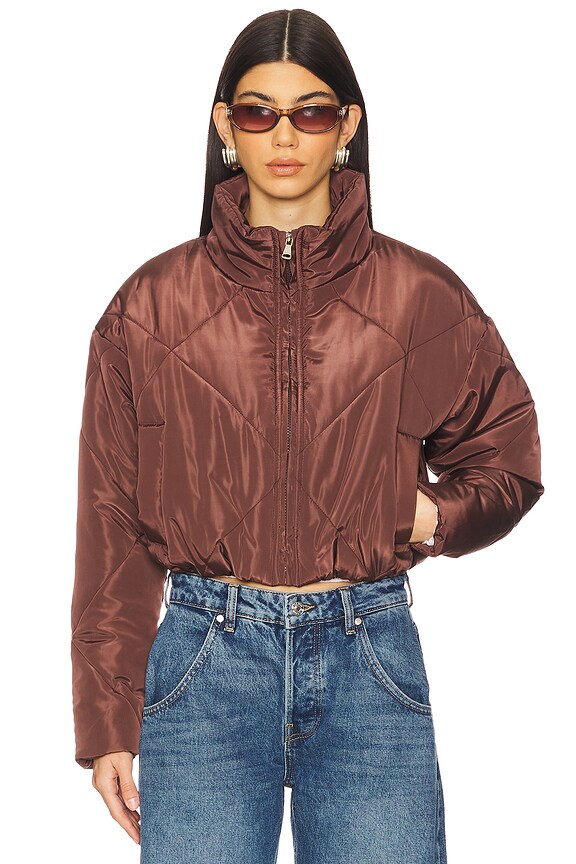 Superdown Rania Cropped Jacket In Brown