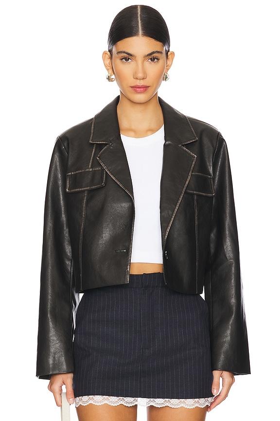 Image 1 of Blakely Faux Leather Jacket in Black