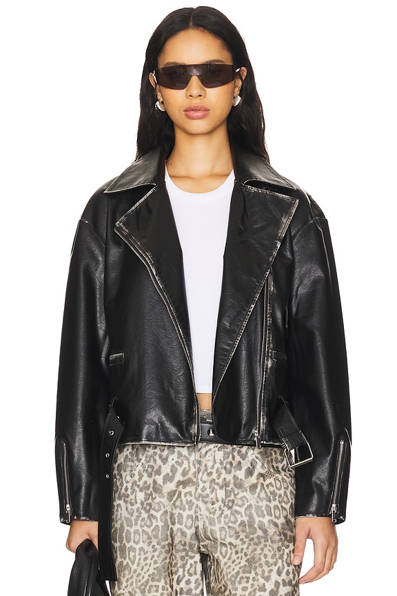 Image 1 of Lana Faux Leather Jacket in Black