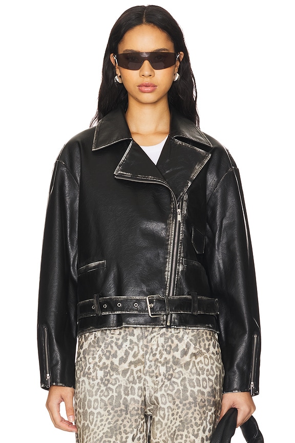 Superdown Lana Faux Leather Jacket In Black