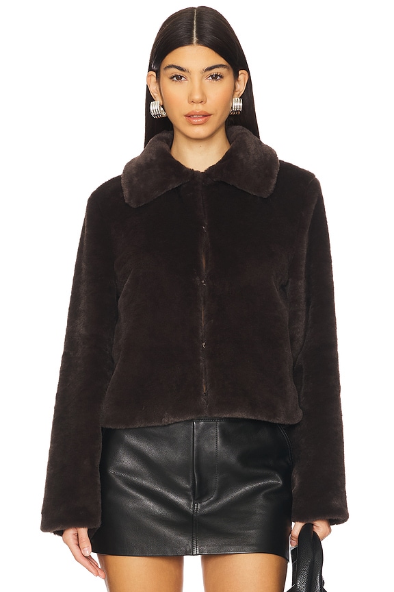 Image 1 of Tianna Faux Fur Jacket in Espresso