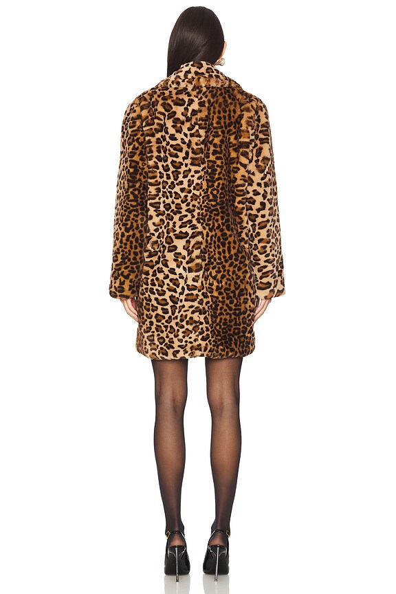 Superdown Raina Faux Fur Coat In Brown Leopard