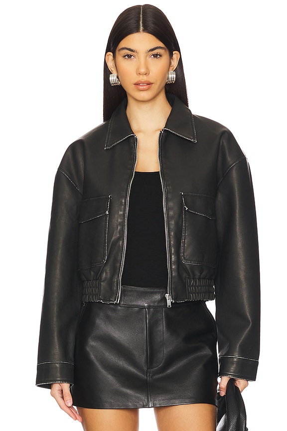 Image 1 of Lolo Faux Leather Jacket in Black