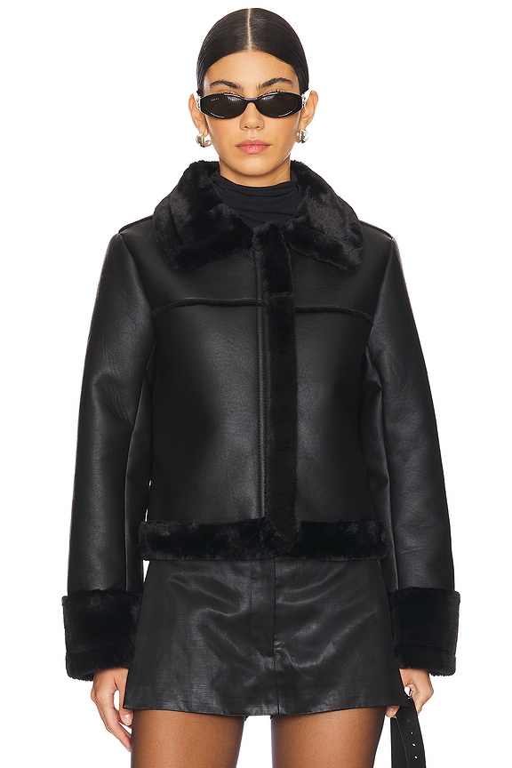 Superdown Sasha Faux Leather Jacket In Black