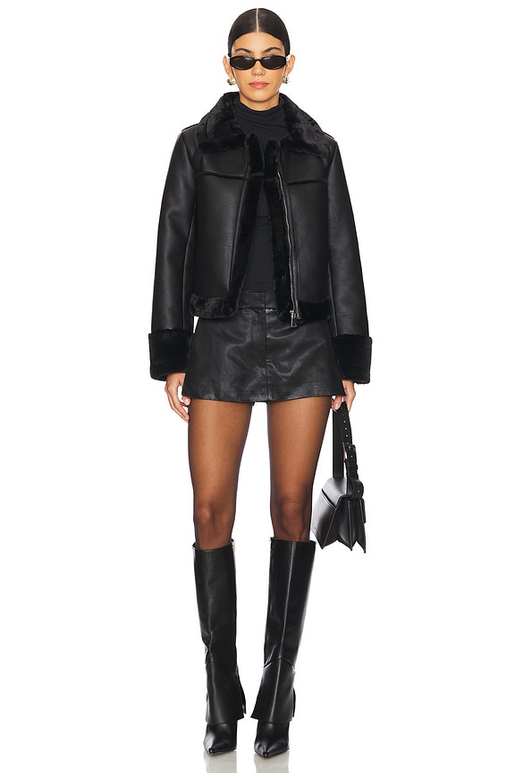 Superdown Sasha Faux Leather Jacket In Black