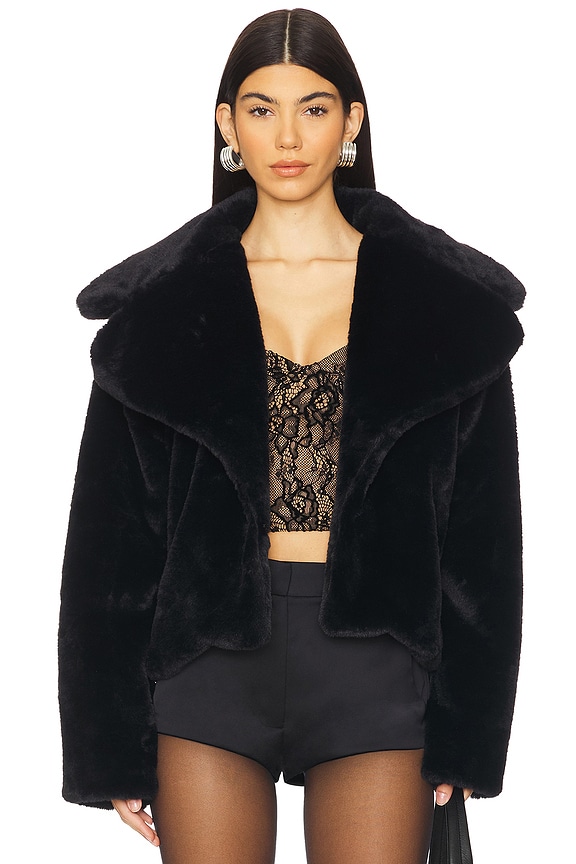 Image 1 of Willow Faux Fur Coat in Black