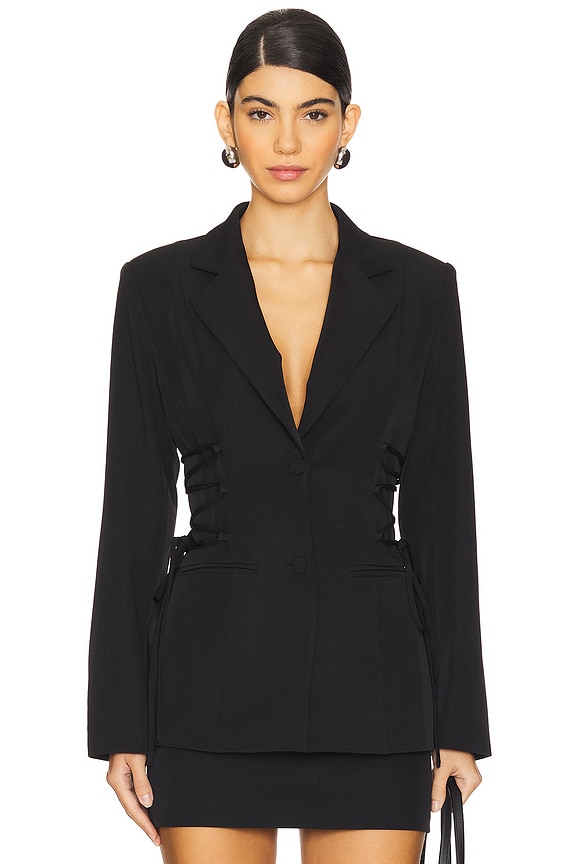 Image 1 of Jennifer Lace Up Blazer in Black